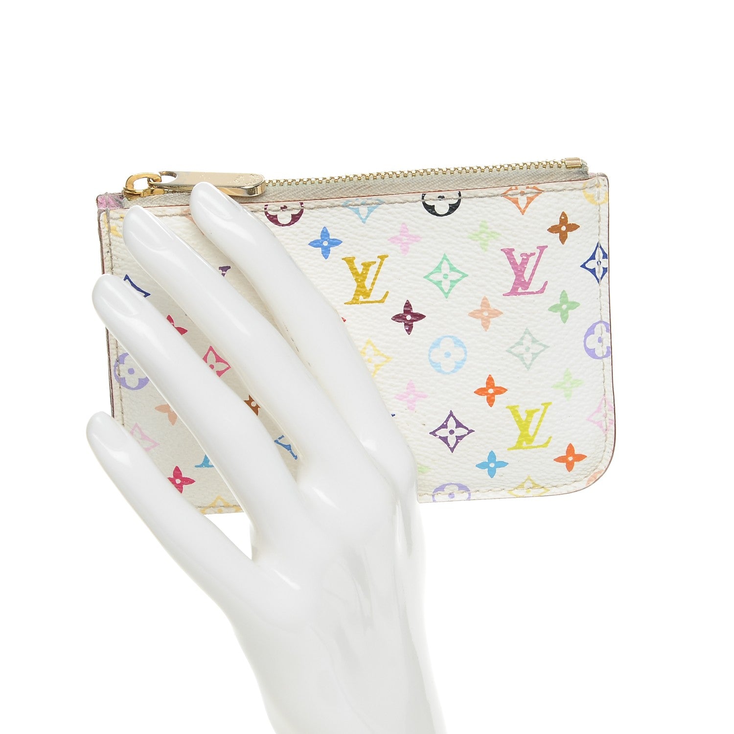 Louis Vuitton Monogram Multicolor Key Pouch White Litchi 2 of 7