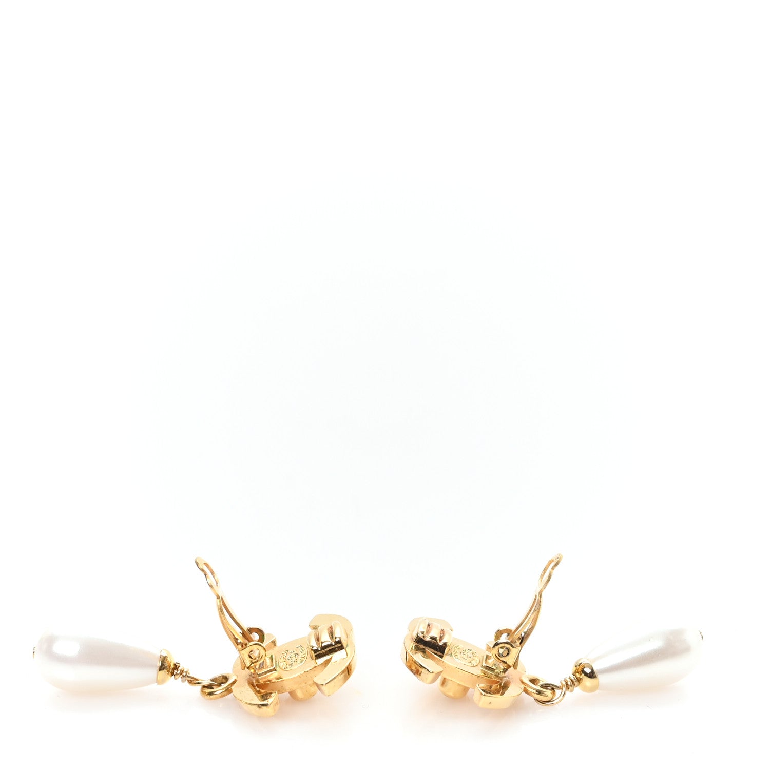 Chanel Pearl CC Turnlock Drop Clip On Earrings Gold 3 of 4