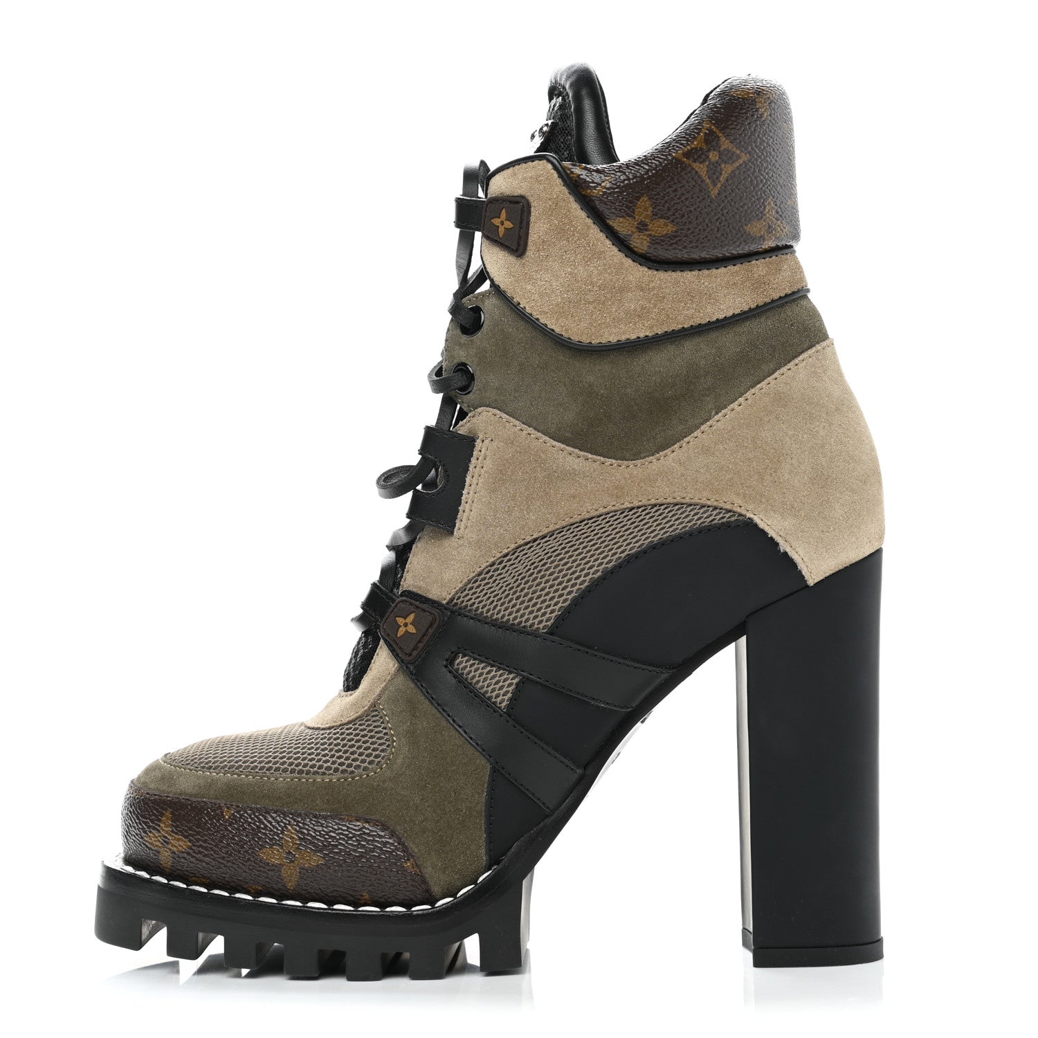 Louis Vuitton Suede Calfskin Monogram Star Trail Ankle Boots 39 Khaki 1 of 7