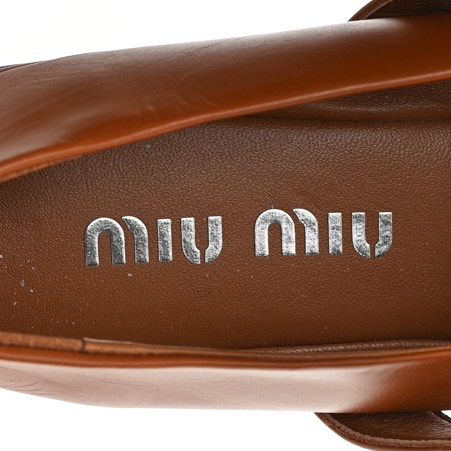 Calfskin Mary Jane Ballerina Flats 36 Cognac