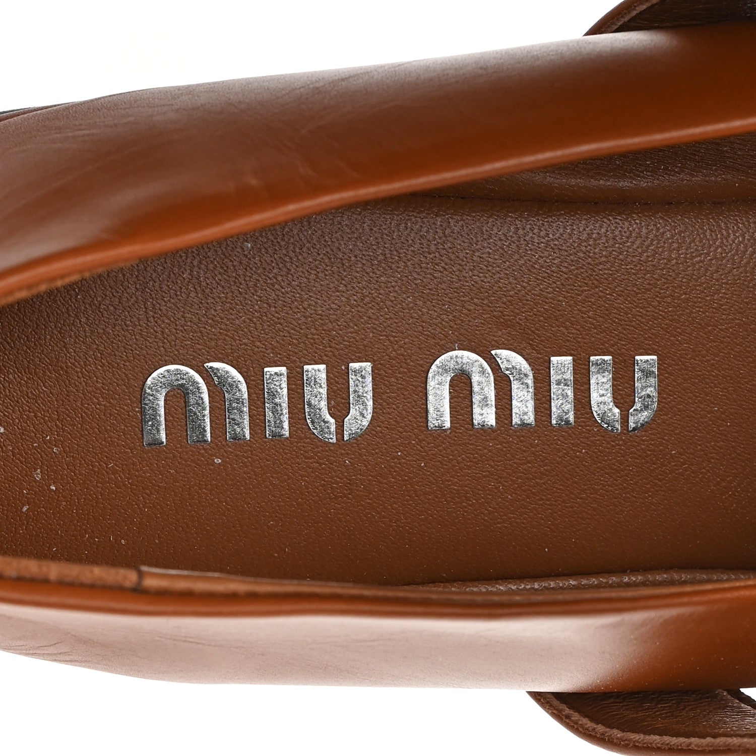 Miu Miu Calfskin Mary Jane Ballerina Flats 36 Cognac 8 of 10