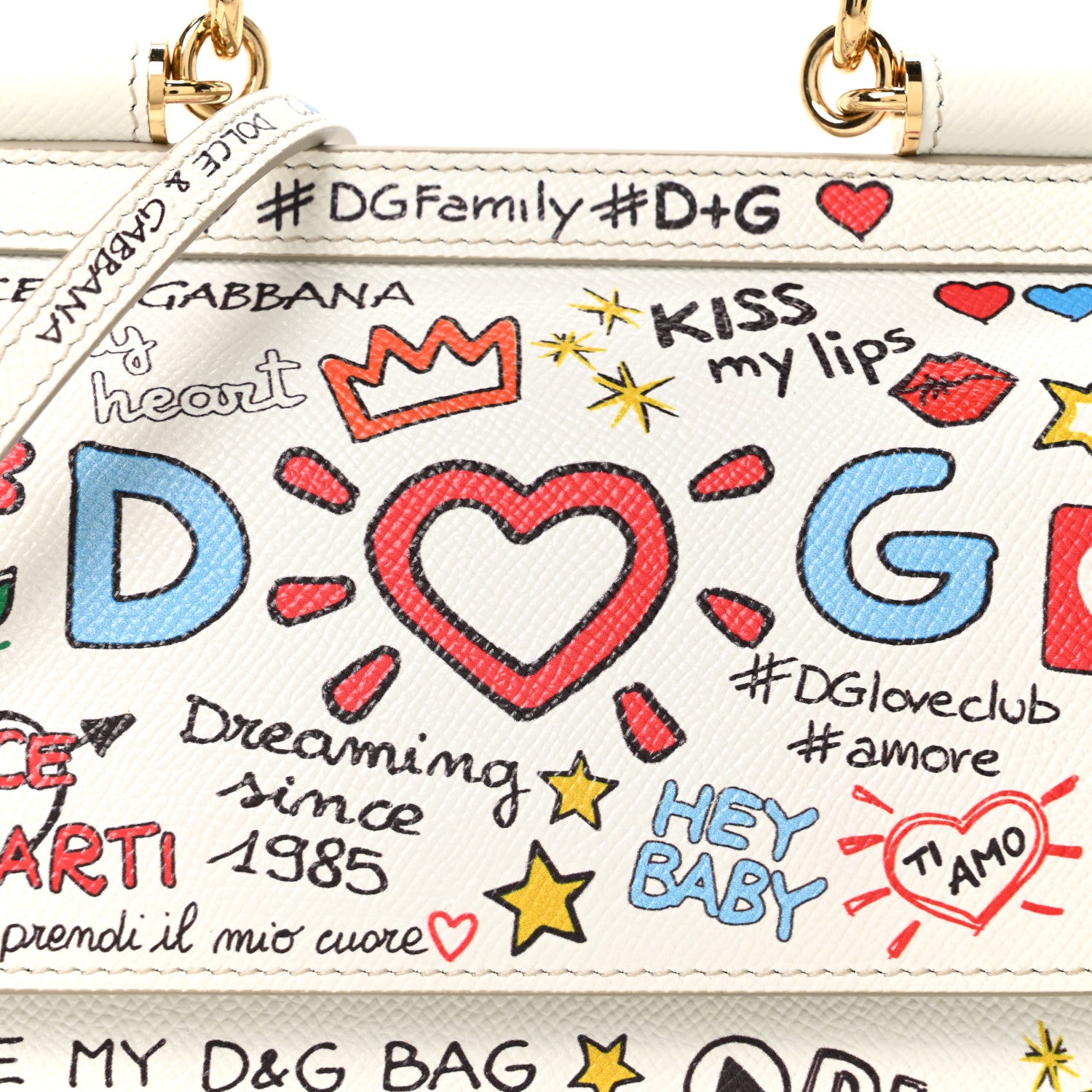 Dolce & Gabbana Dauphine Graffiti Printed Small Miss Sicily Satchel White 7 of 9