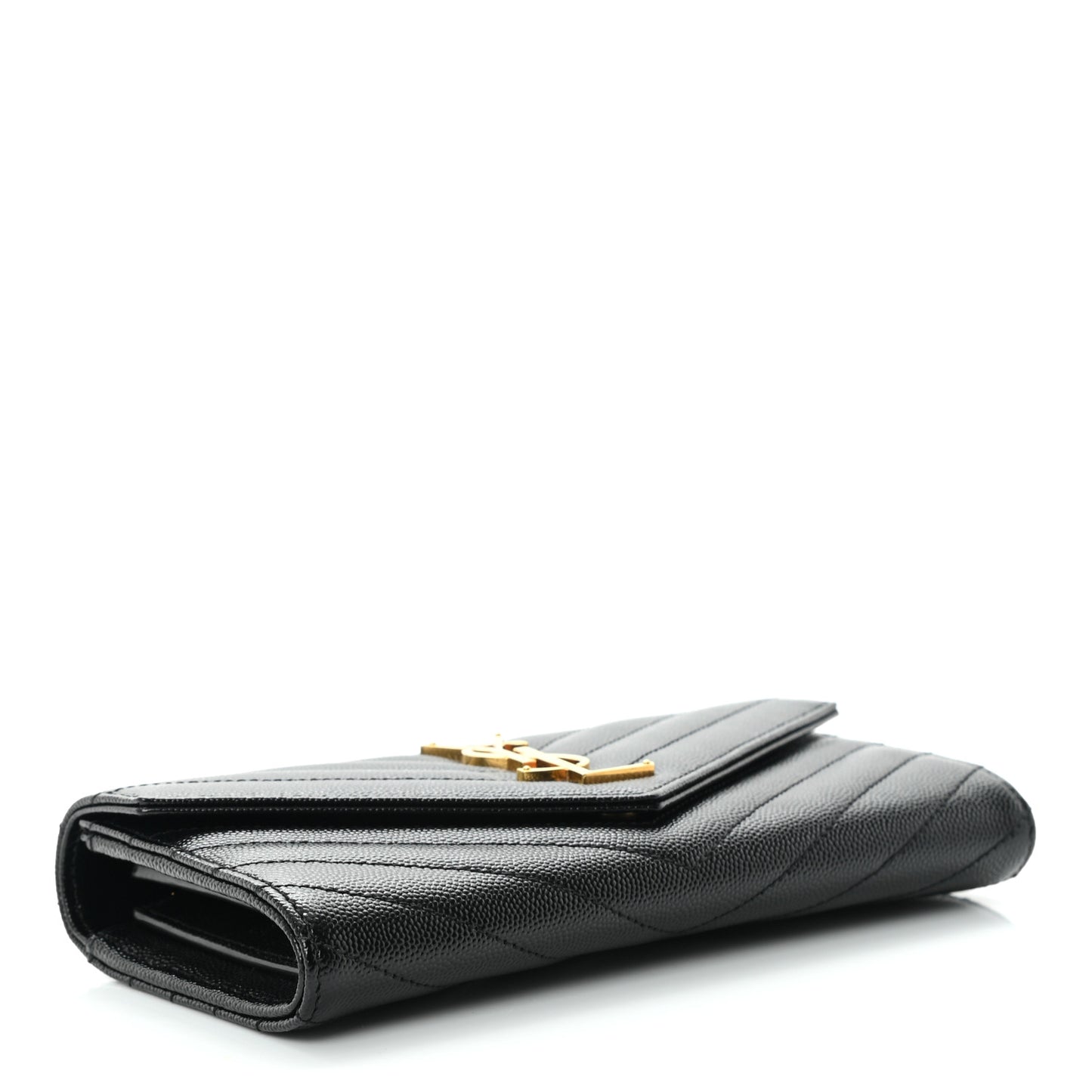 Grain De Poudre Matelasse Chevron Monogram Flap Wallet Black