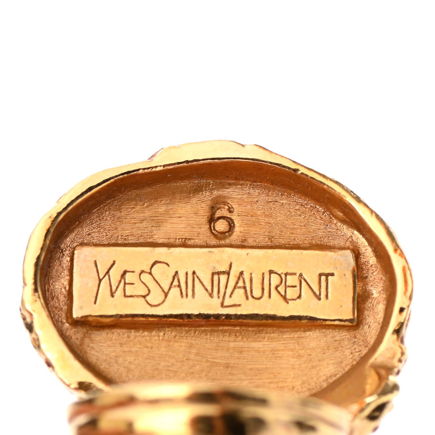 Saint Laurent Glass Cabochon Arty Ovale Ring 6 Gold Turquoise 3 of 3