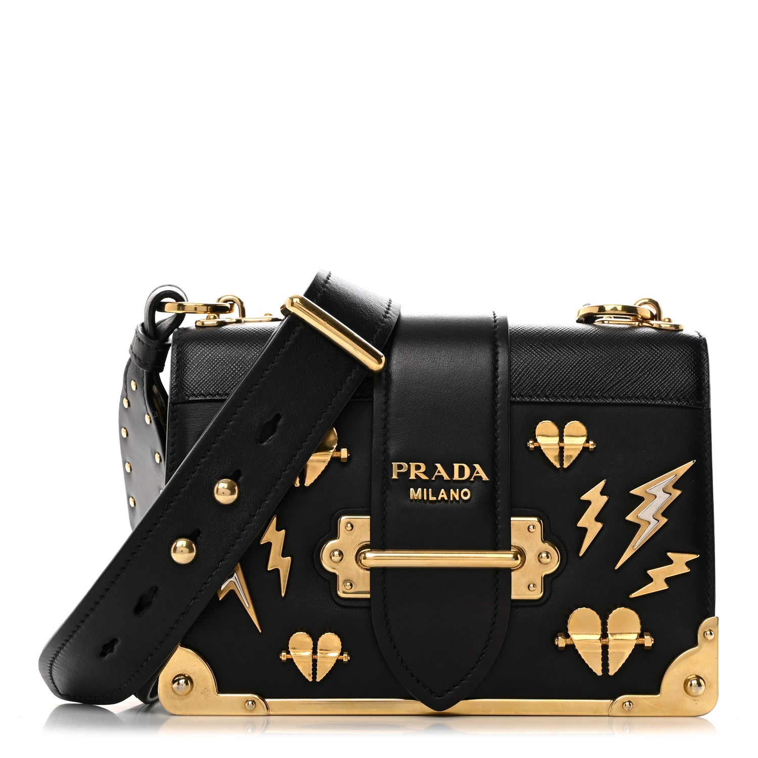 Prada City Calf Saffiano Cahier Astrology Bag Black 1 of 9