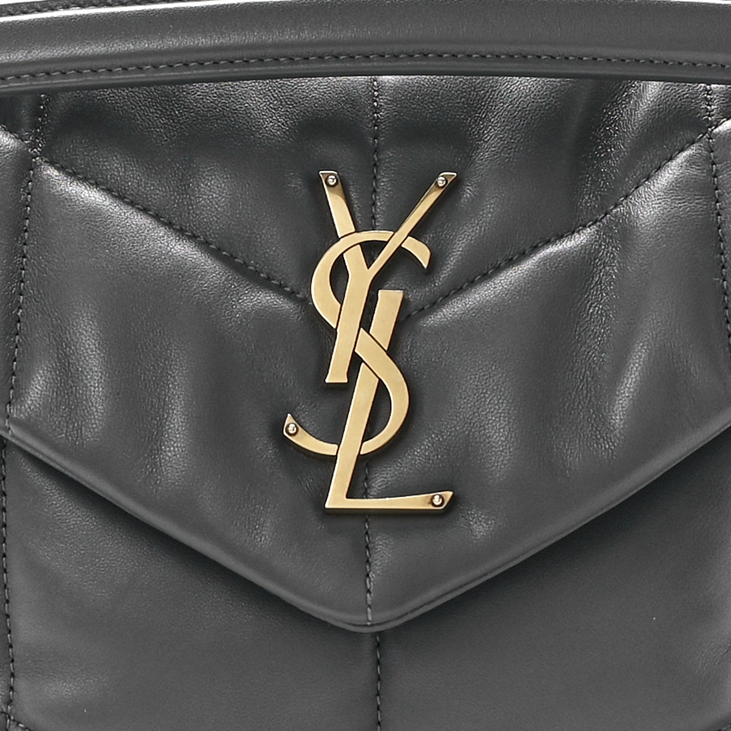 Saint Laurent Lambskin Quilted Small Loulou Puffer Monogram Chain Satchel Storm 9 of 12