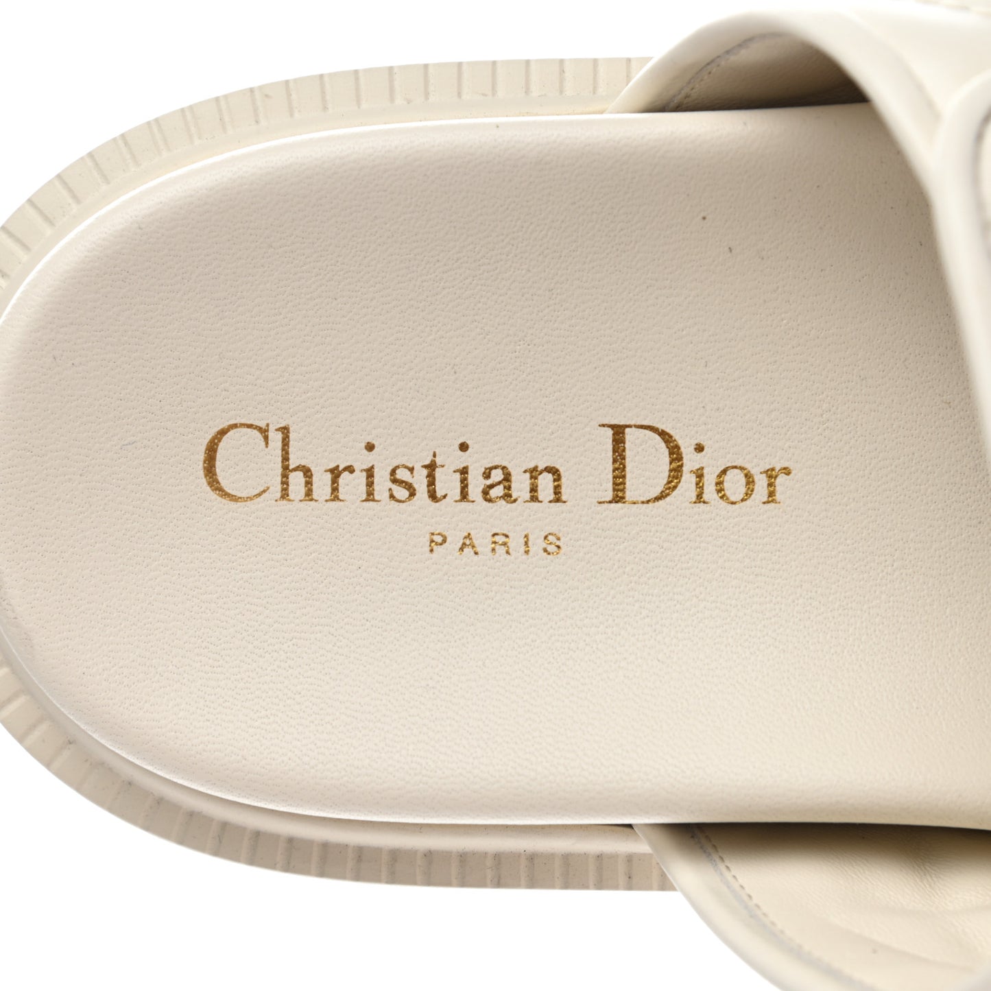 Calfskin Cannage Dio(r)evolution Slide Sandals 39 White