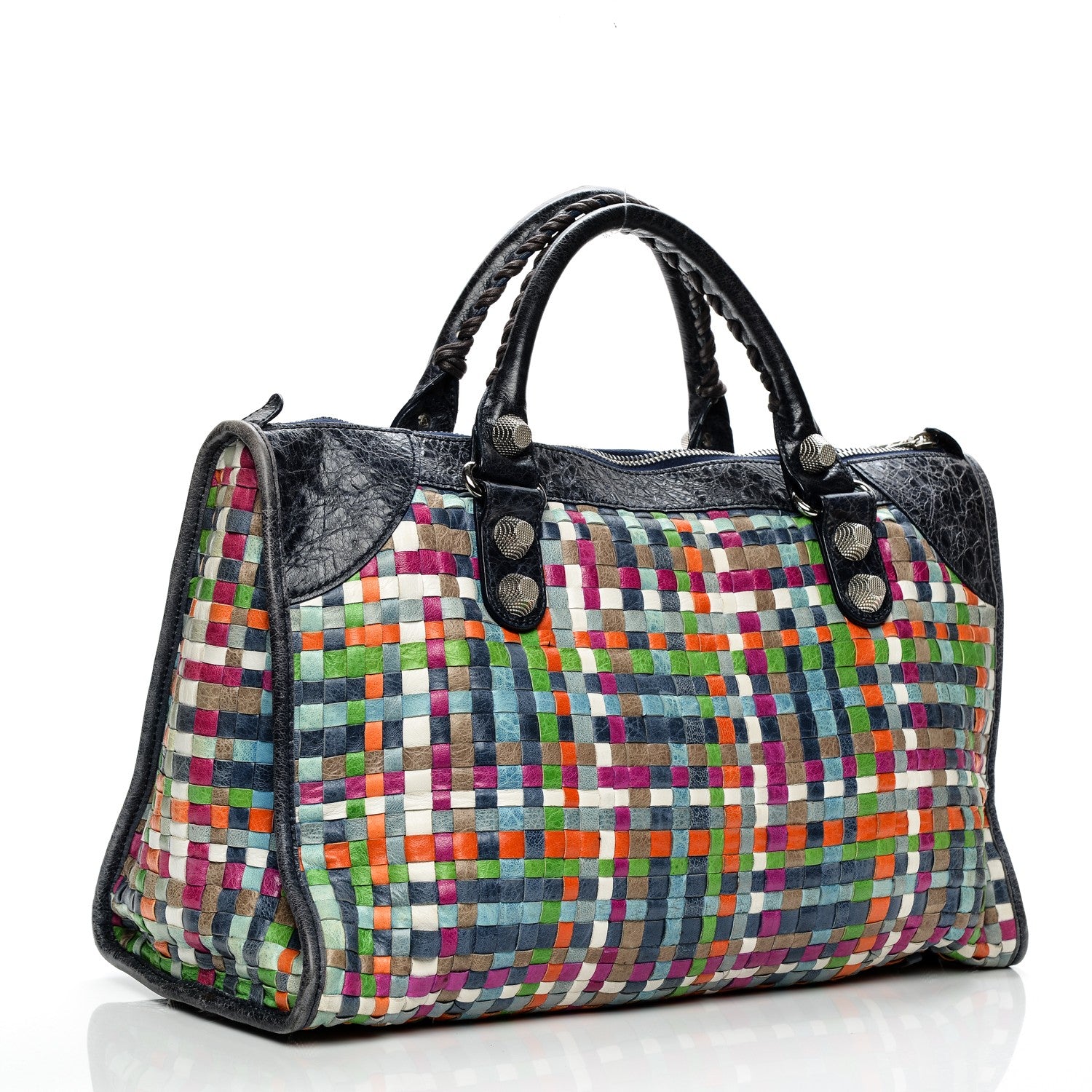 Balenciaga Agneau Lattice Woven Giant 21 Silver Hardware Work Multicolor Officier 3 of 11