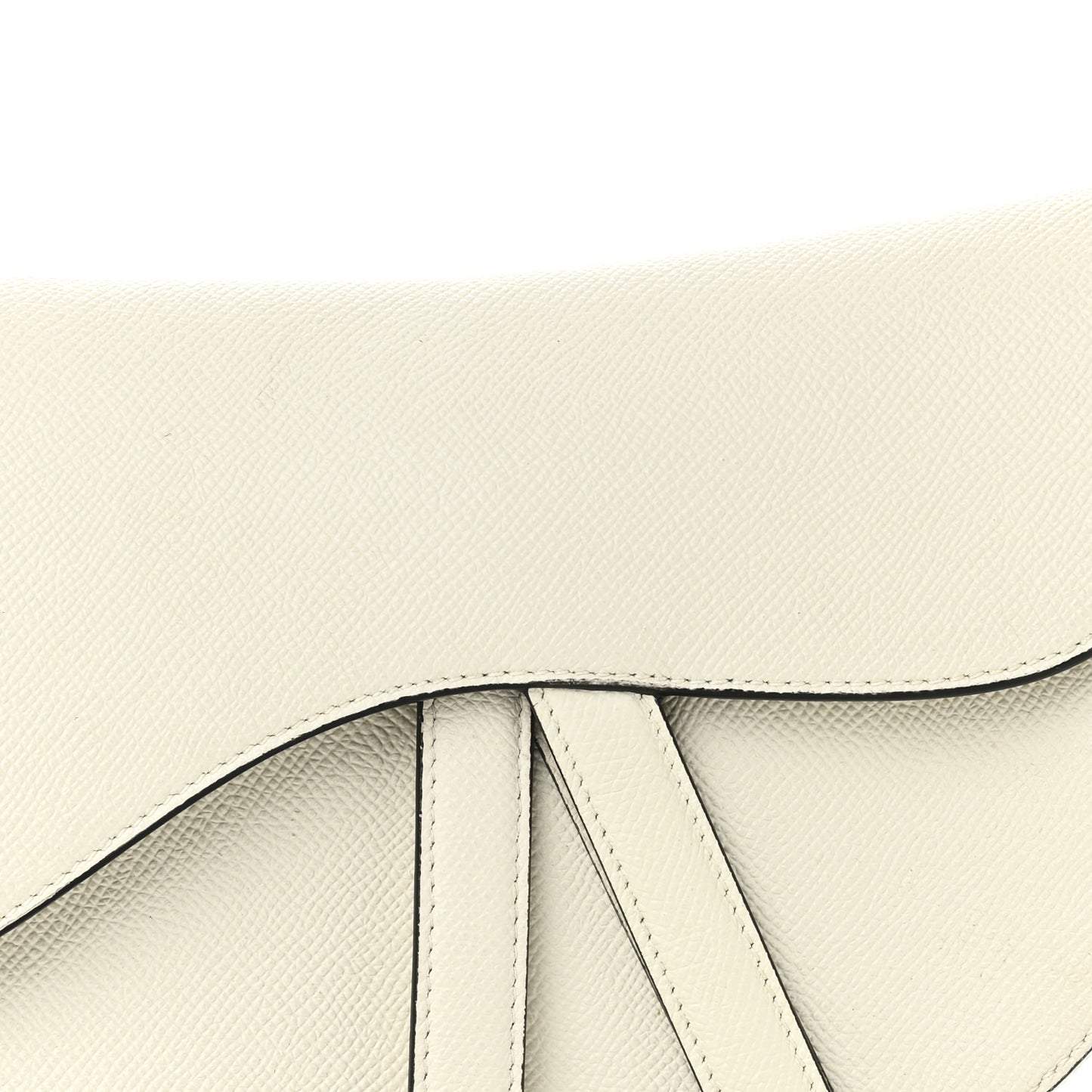 Grained Calfskin Saddle Bag White