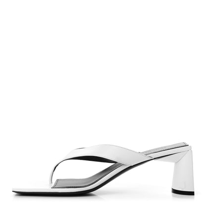 Balenciaga Soft Nappa Logo Double Square Flat 60mm Sandals 40 White Black 1 of 10