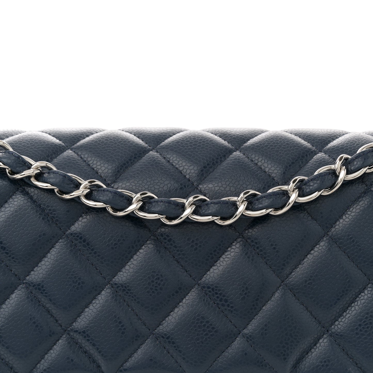 Caviar Quilted Jumbo Double Flap Navy