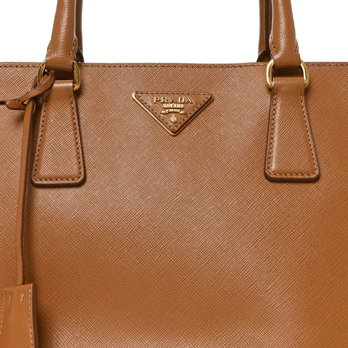 Saffiano Medium Galleria Double Zip Tote Caramel