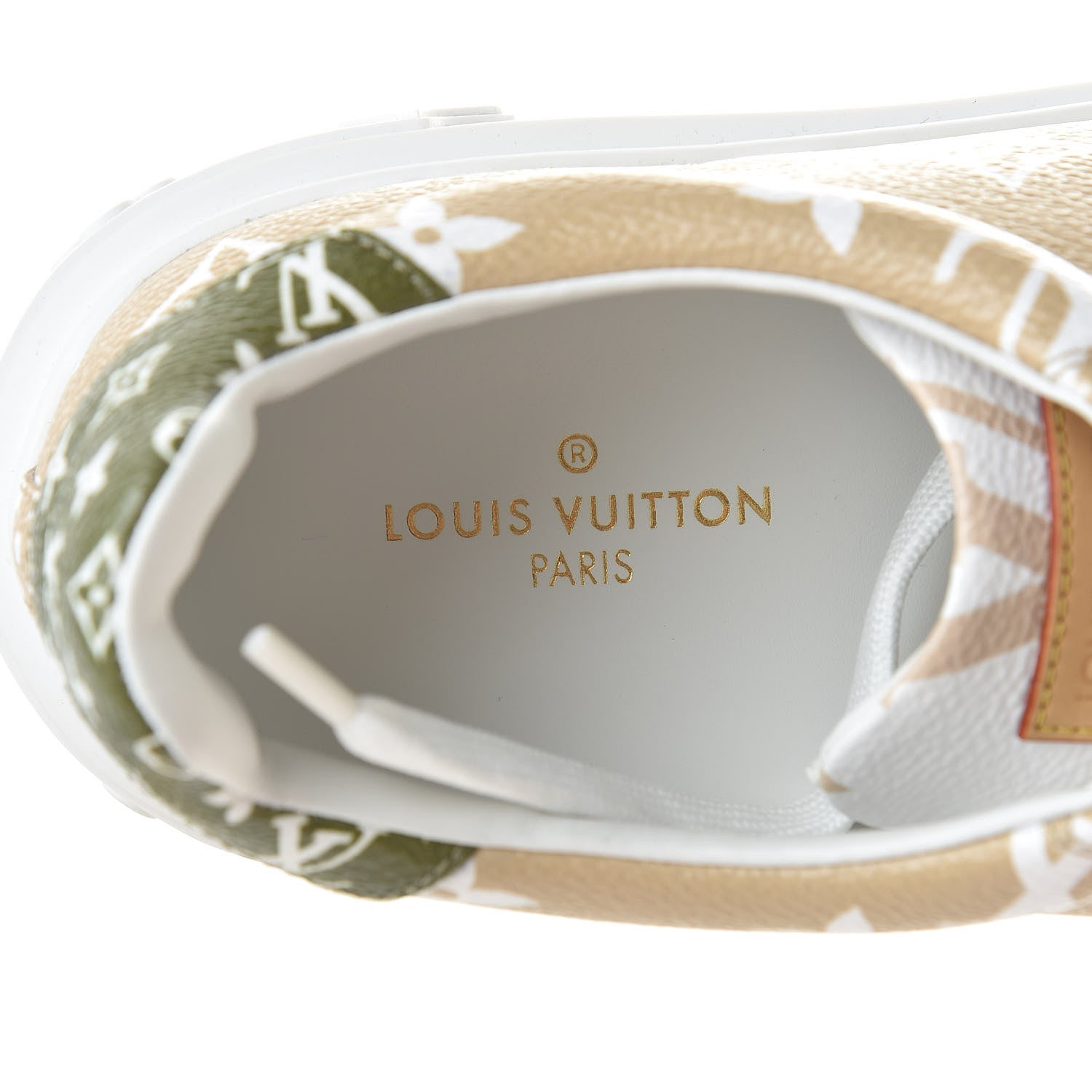 Louis Vuitton Monogram Giant Time Out Sneakers 41 Kaki White Beige 9 of 10