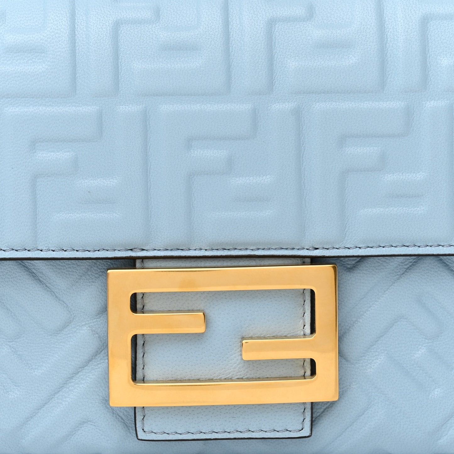Nappa Small FF Embossed Midi Chain Baguette Azzurro Baby