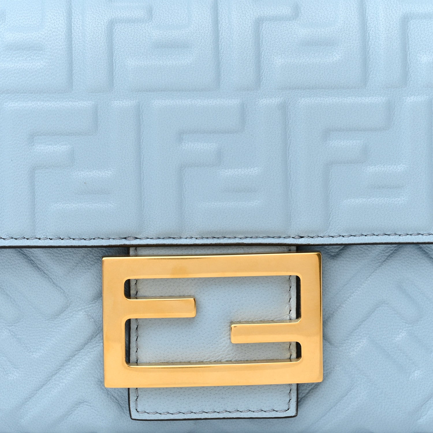 Fendi Nappa Small FF Embossed Midi Chain Baguette Azzurro Baby 7 of 10