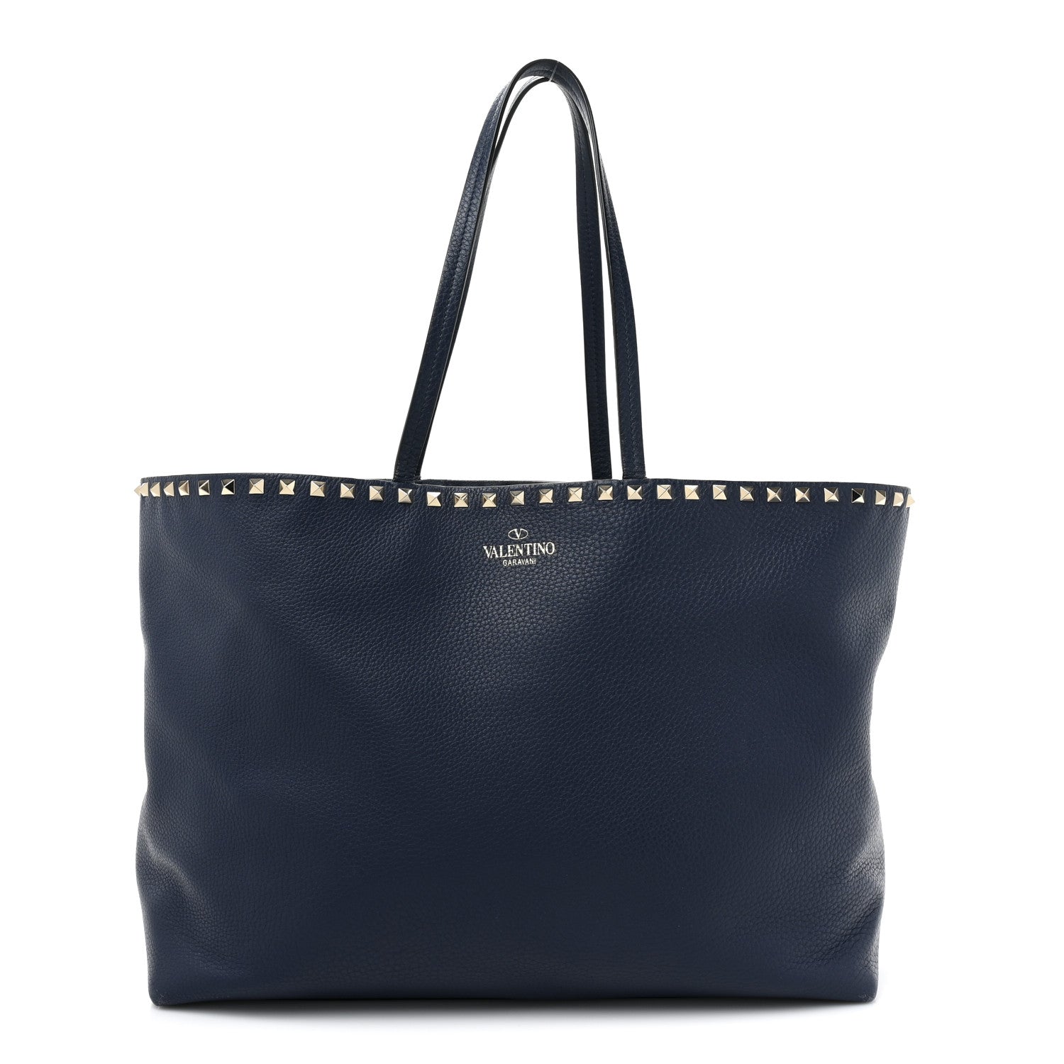Valentino Garavani Grained Calfskin Rockstud Shoulder Tote Marine 1 of 17