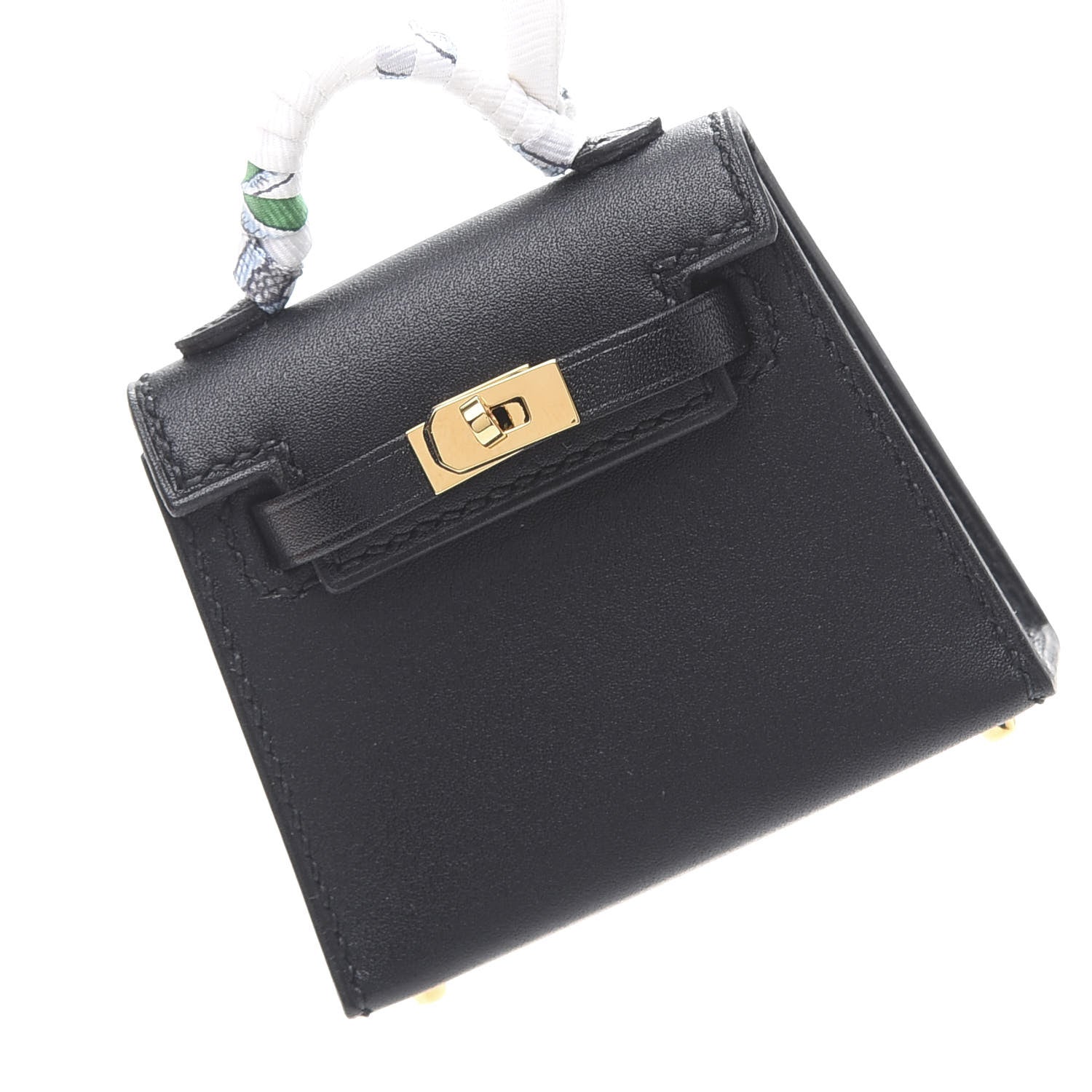 Hermes Tadelakt Mini Kelly Twilly Bag Charm Black 6 of 7