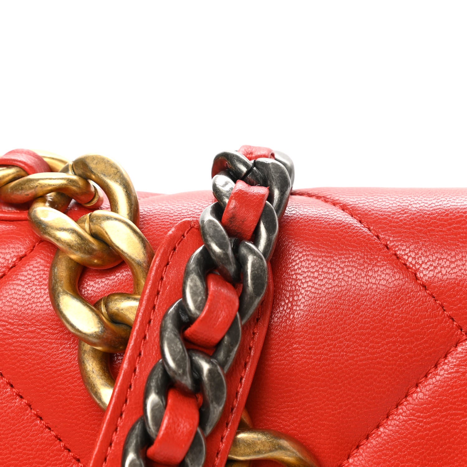 Chanel Goatskin Quilted Large Chanel 19 Flap Red 12 of 12