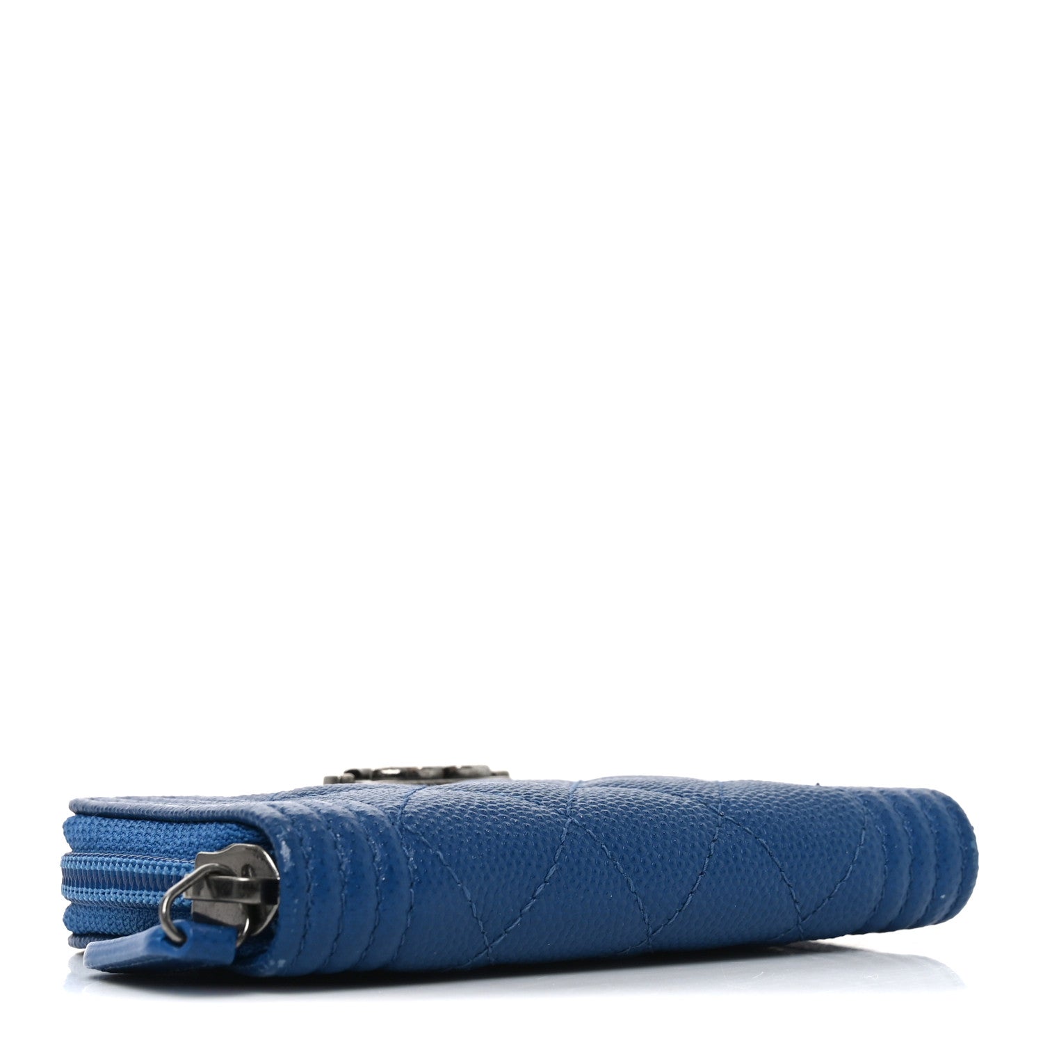 Chanel Caviar Quilted Boy Zip Around Coin Purse Wallet Blue 4 of 8