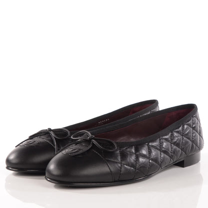 Chanel Aged Calfskin Quilted Cap Toe Ballerina Flats 40 Black 4 of 25