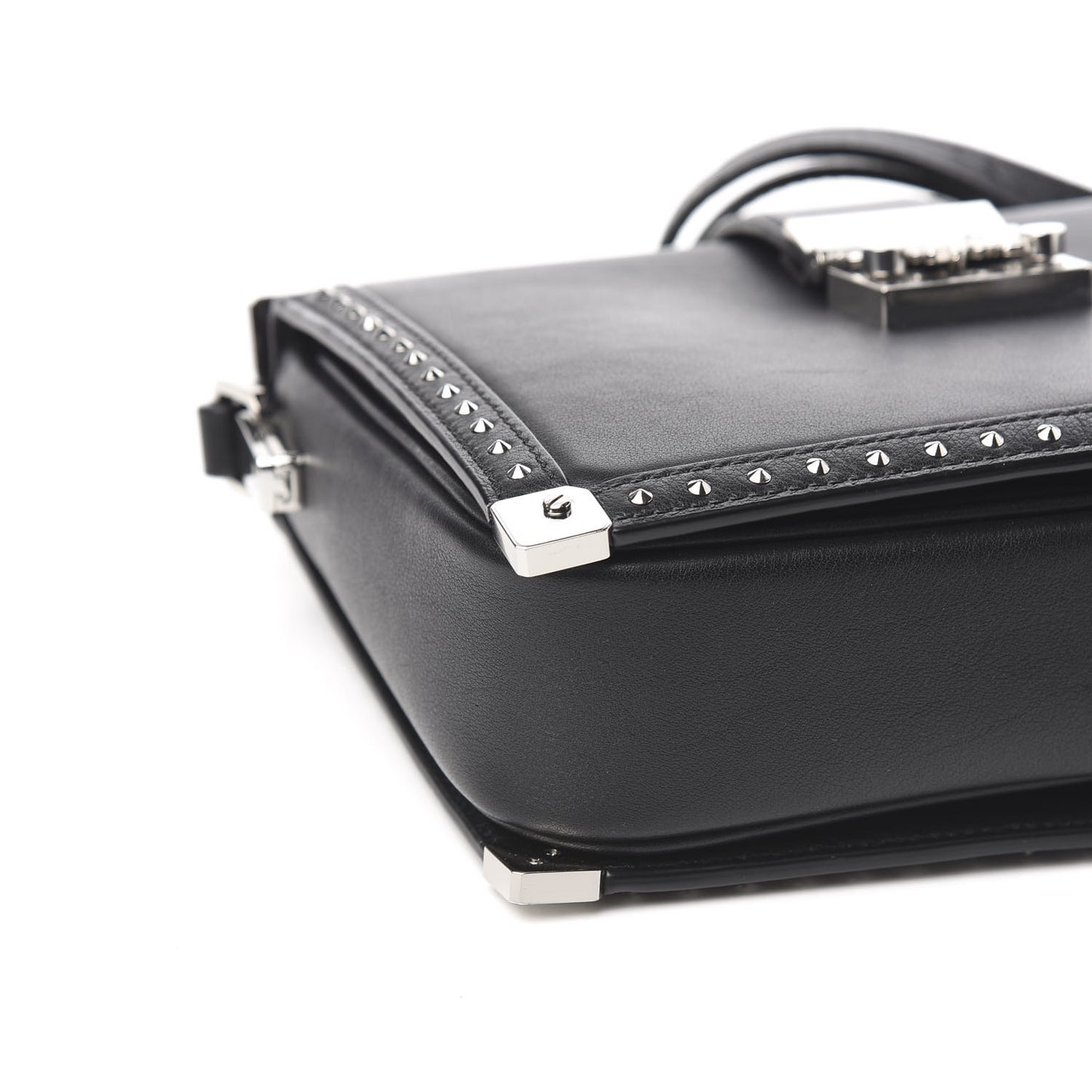 Calfskin Studded Outline Shoulder Bag Black