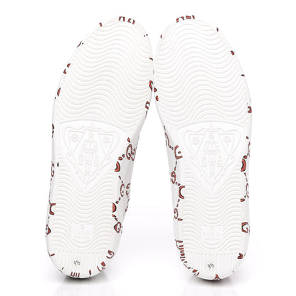 Gucci Calfskin GucciGhost Print Mens Ace Sneakers 9.5 White Hibiscus Red 5 of 9