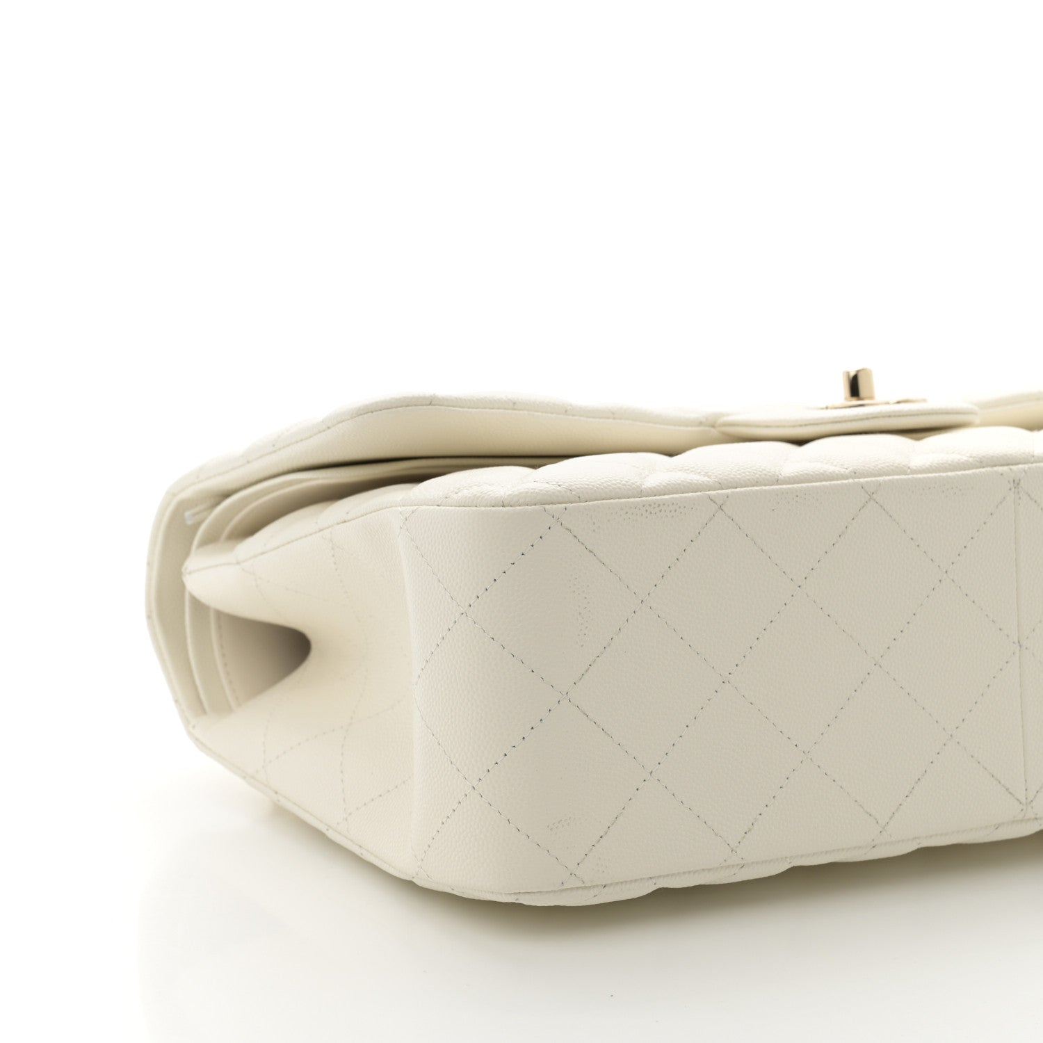 Chanel Caviar Quilted Jumbo Double Flap White 9 of 10