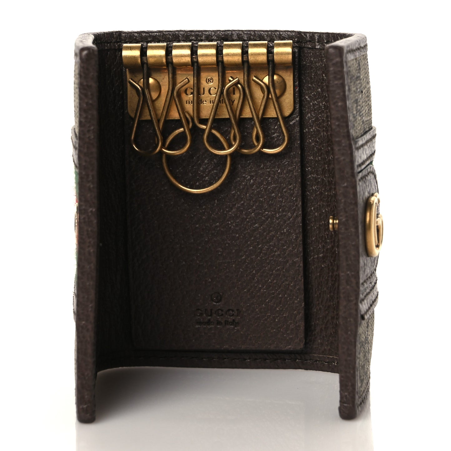 GG Supreme Monogram Web Ophidia 6 Key Holder Case Beige New Acero