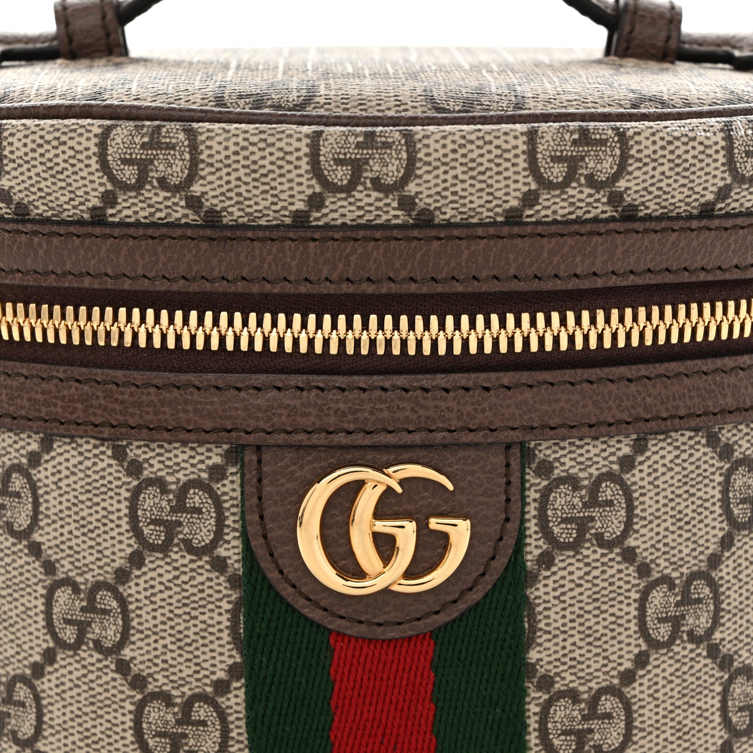 Gucci GG Supreme Monogram Textured Calfskin Web Ophidia Vanity Cosmetic Case Beige Ebony New Acero 8 of 10