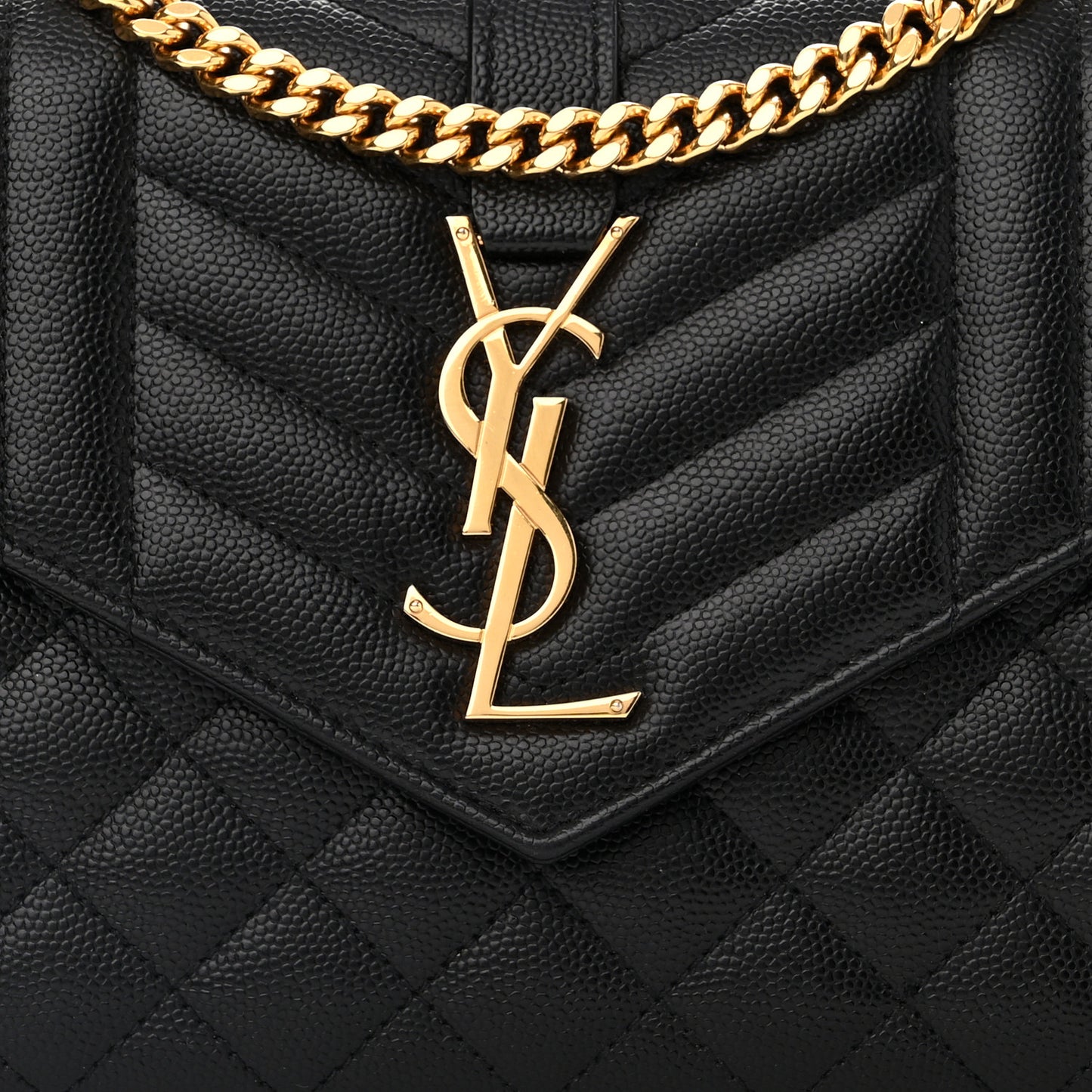 Grain De Poudre Mixed Matelasse Triquilt Monogram Chain Wallet Black
