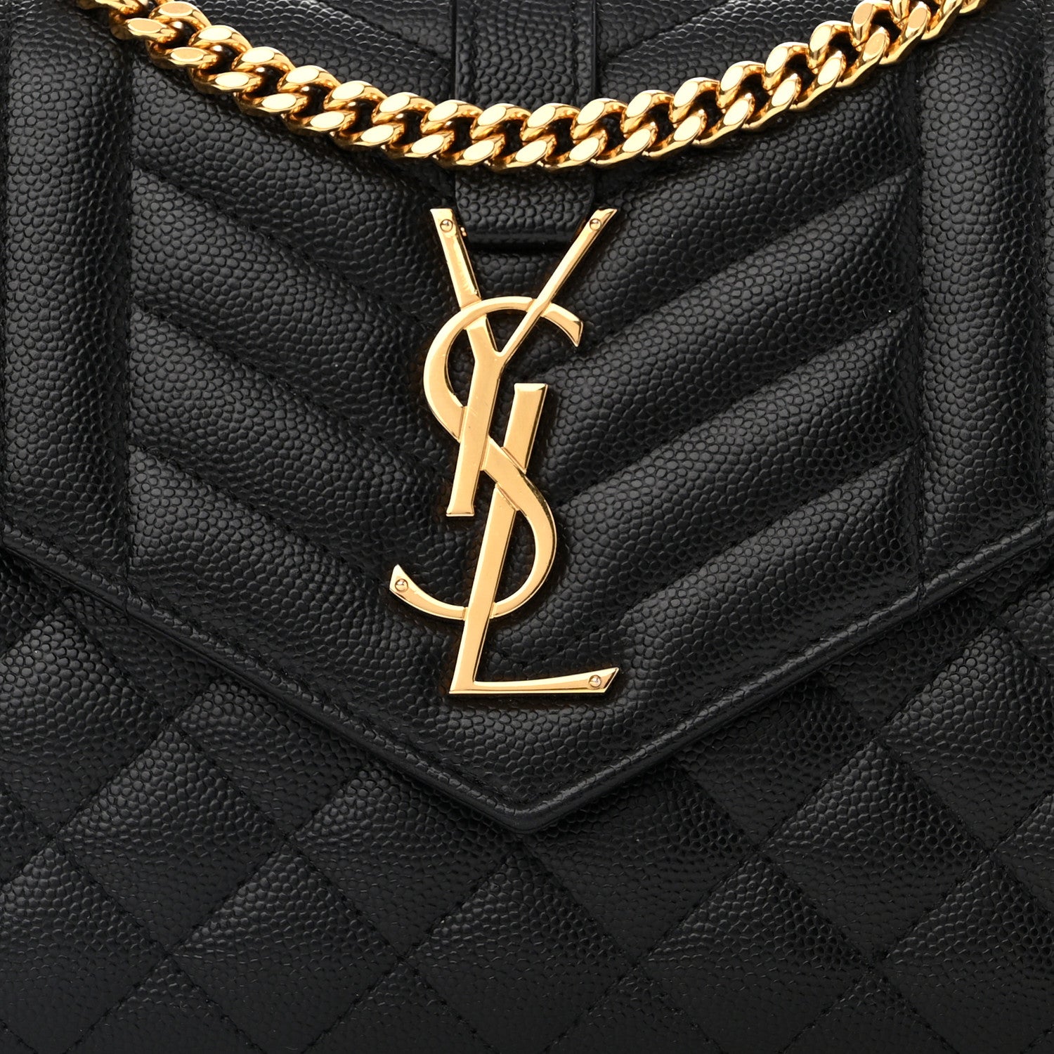 Saint Laurent Grain De Poudre Mixed Matelasse Triquilt Monogram Chain Wallet Black 7 of 11