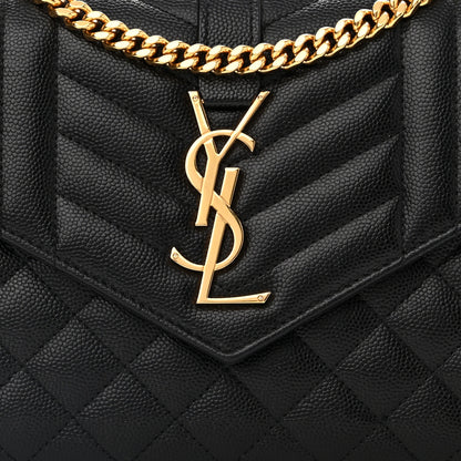 Saint Laurent Grain De Poudre Mixed Matelasse Triquilt Monogram Chain Wallet Black 7 of 11
