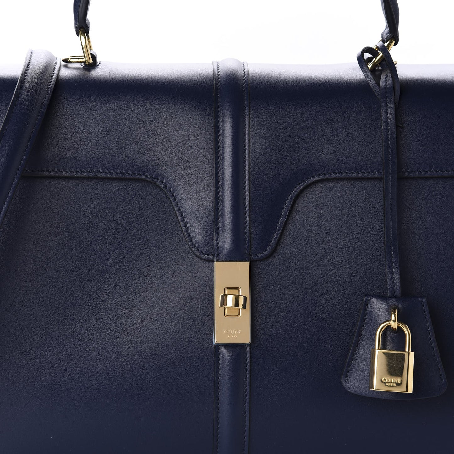Satinated Calfskin Medium 16 Top Handle Bag Midnight
