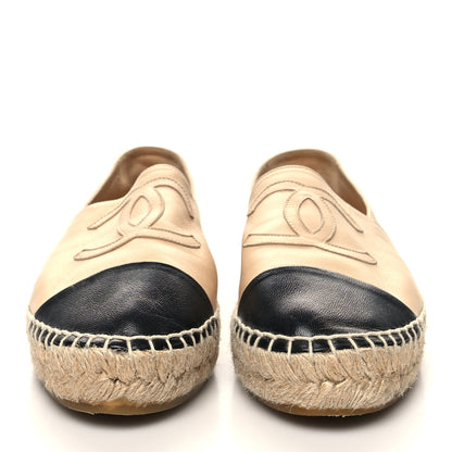 Chanel Lambskin CC Espadrilles 38 Beige Black 2 of 11