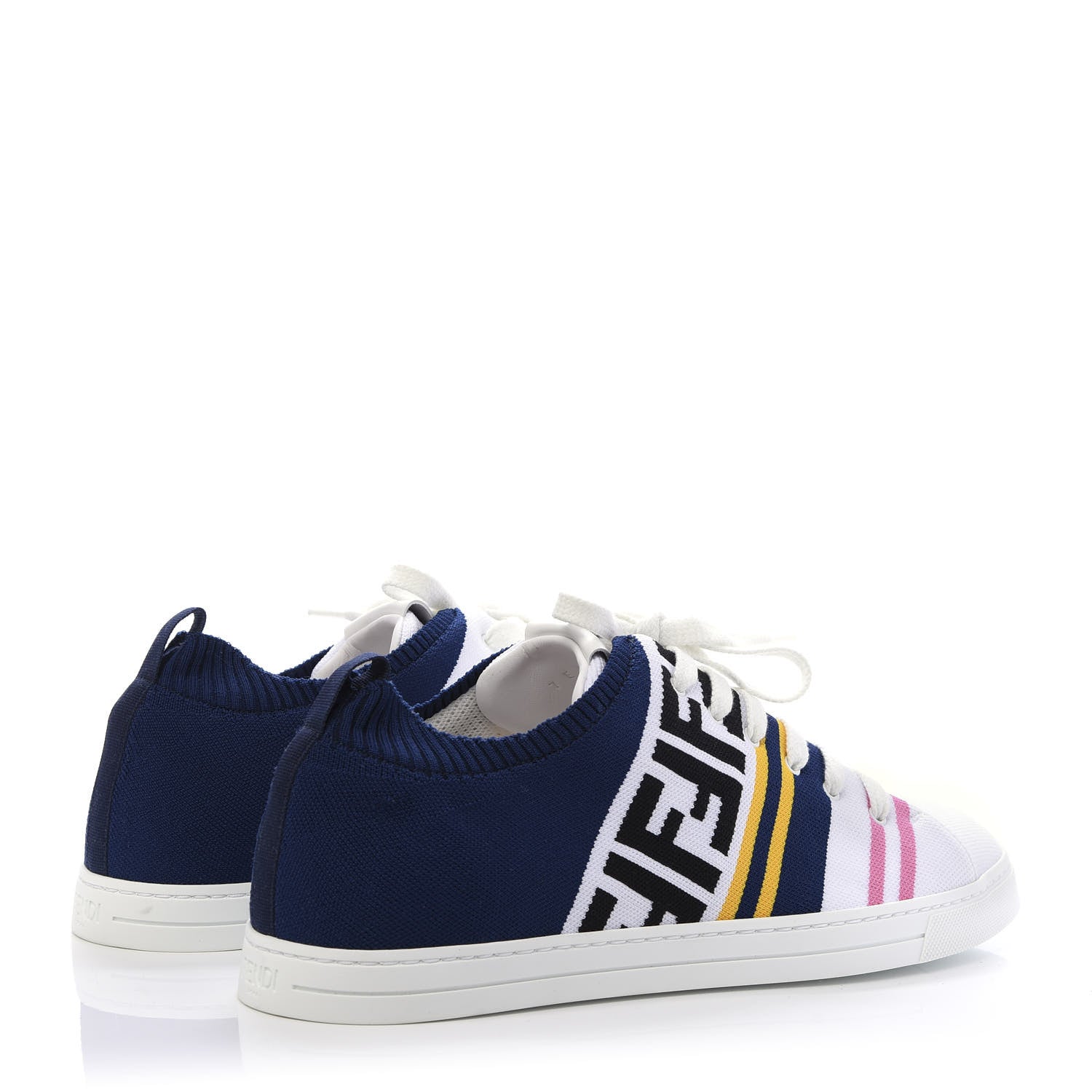 Fendi Stretch Knit FF Lace Up Sneakers 6 White 4 of 8