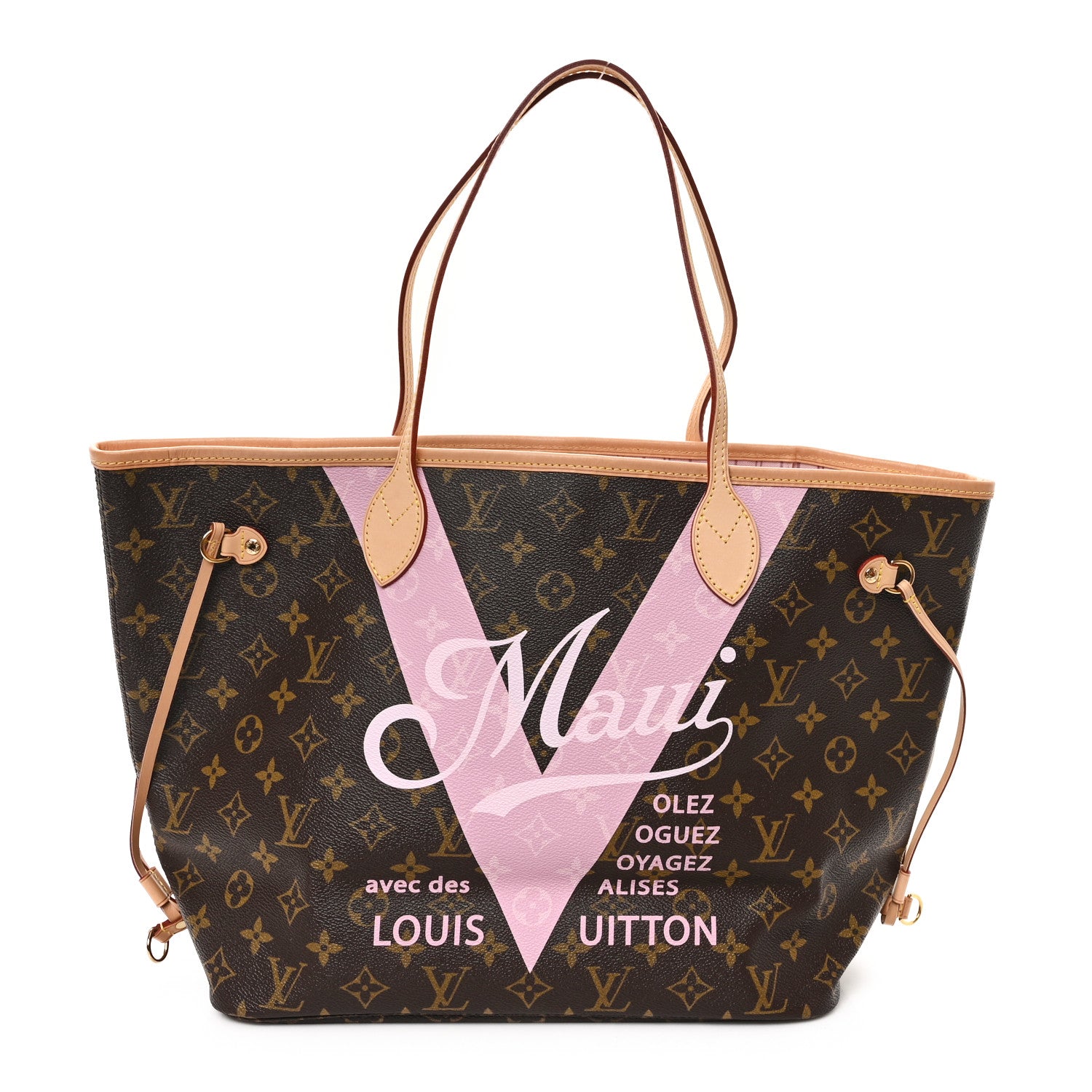 Louis Vuitton Monogram Maui V Neverfull MM Rose Ballerine 1 of 11