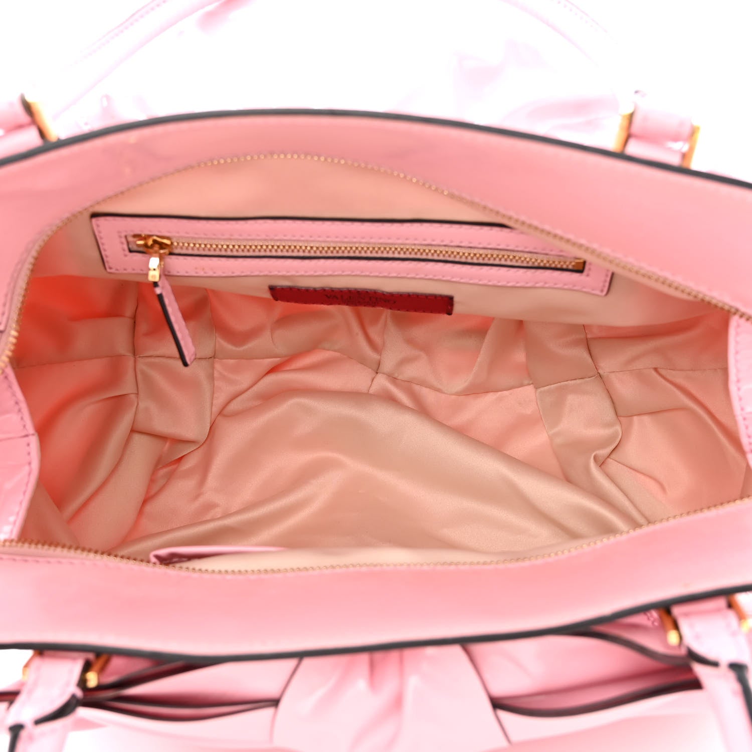 Valentino Garavani Patent Lacca Double Handle Bow Bag Pop Gardenia 5 of 11