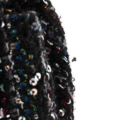 Chanel Shearling Sequin Tweed Quilted Jumbo Flap Black 13 of 14