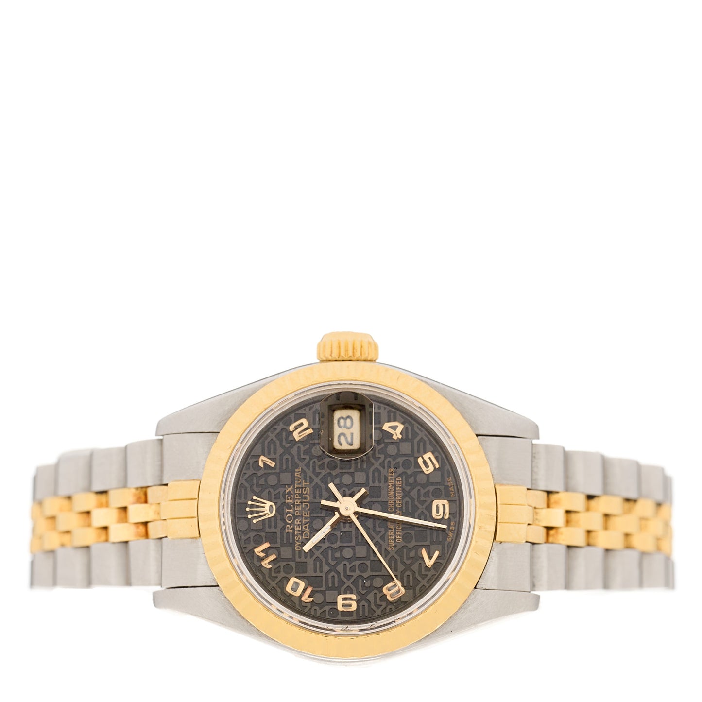 Stainless Steel 18K Yellow Gold 26mm Oyster Perpetual Datejust Watch Black Jubilee 69173