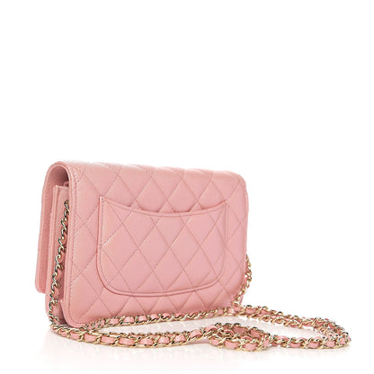 Chanel Iridescent Caviar Quilted Wallet on Chain WOC Pink 2 of 11