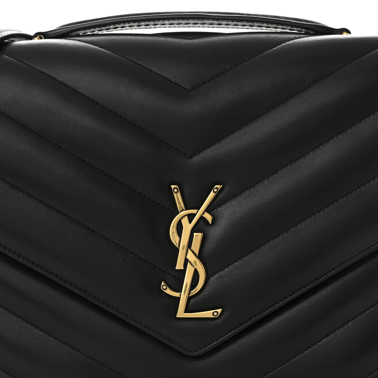 Saint Laurent Lambskin Chevron Quilted Large Loulou Black 9 of 11