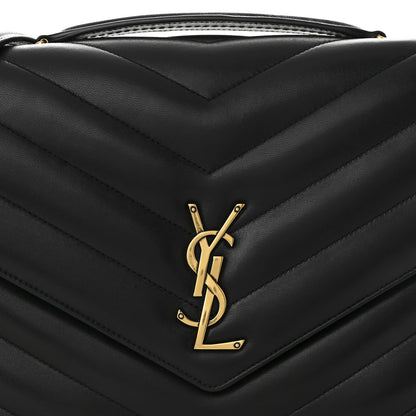 Saint Laurent Lambskin Chevron Quilted Large Loulou Black 9 of 11