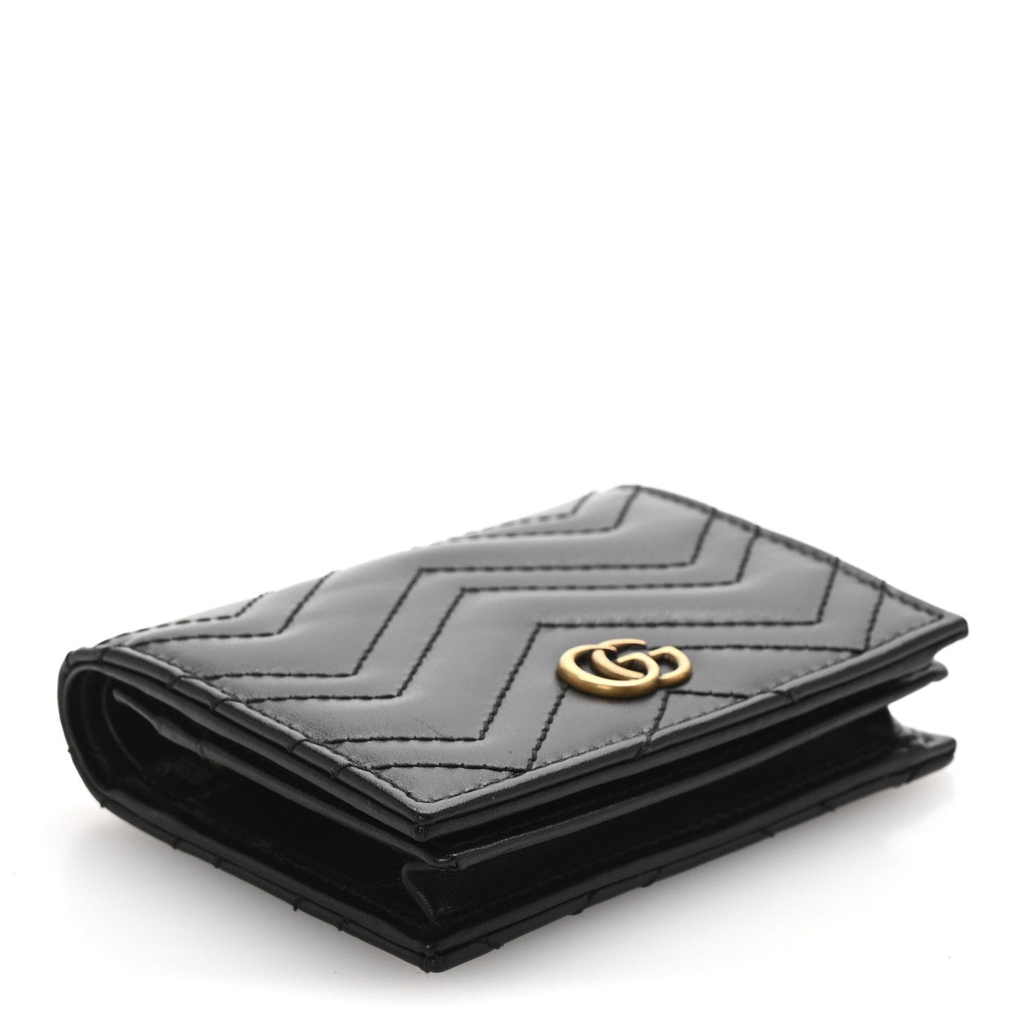 Calfskin Matelasse GG Marmont Card Case Wallet Black