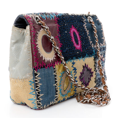 Chanel Denim Tweed Patchwork Jumbo Single Flap Multicolor 3 of 12
