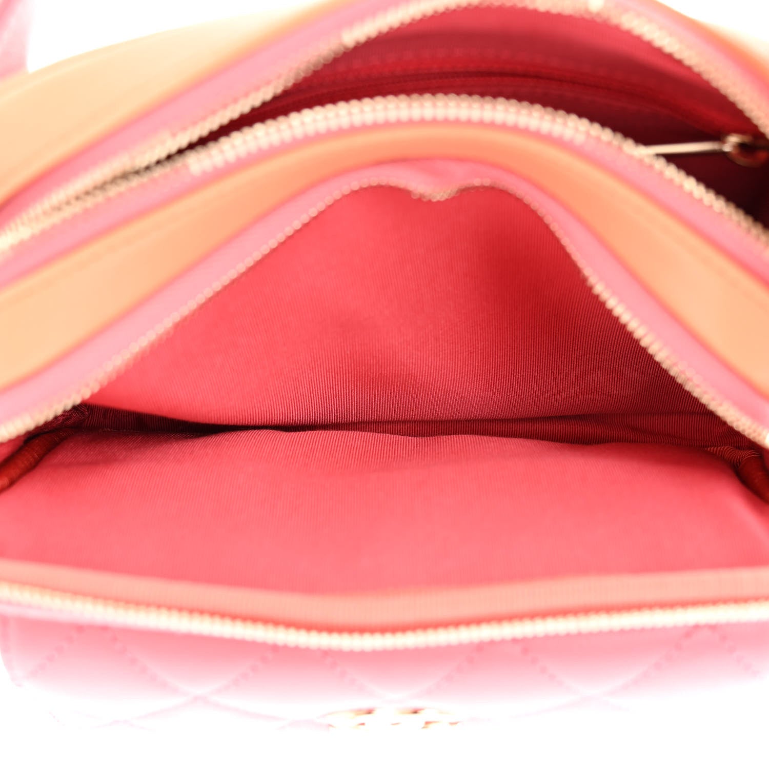 Chanel Goatskin Quilted Tri-Color In & Out Waist Bag Orange Green Pink 6 of 12