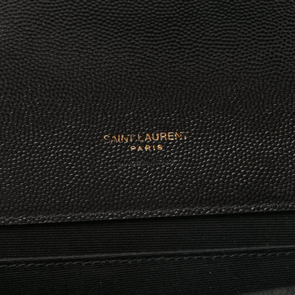 Saint Laurent Grain De Poudre Matelasse Chevron Monogram Envelope Clutch Black 6 of 8