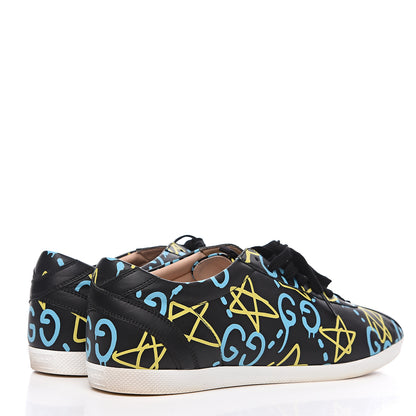Gucci Calfskin GucciGhost Print Mens Low Top Sneakers 11 Black New Acquamarine 4 of 10