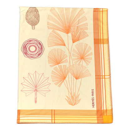 Hermes Wool Cashmere Palmarum Fortunei Blanket Pollen Corail 1 of 3