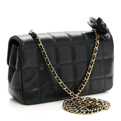 Chanel Lambskin Quilted Mini Chocolate Bar Camellia Flap Black 3 of 9