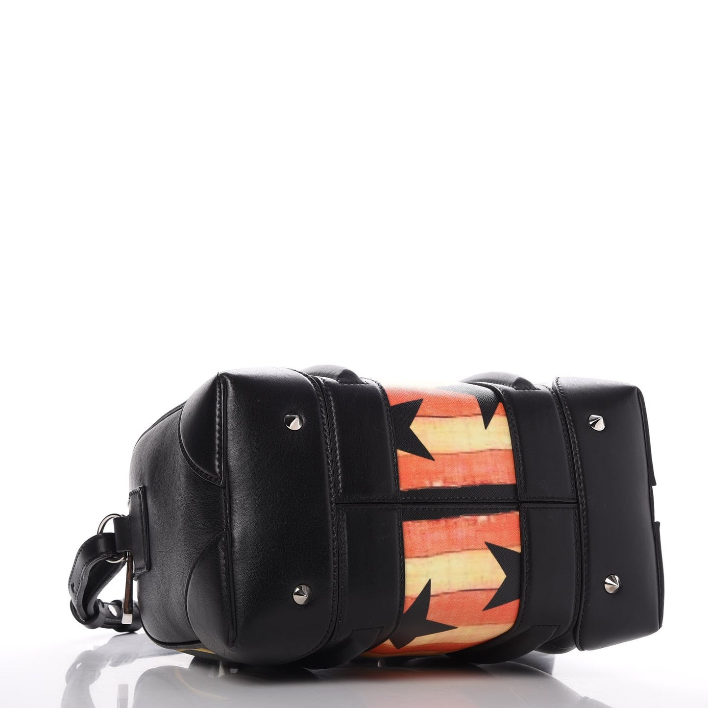 Coated Canvas Printed Small Lucrezia Satchel Black
